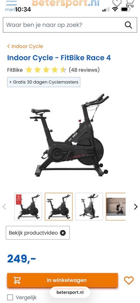 Fitbike Race 4 Spinningfiets - Zo goed als nieuw, Ophalen, Spinningfiets, Zo goed als nieuw, Metaal