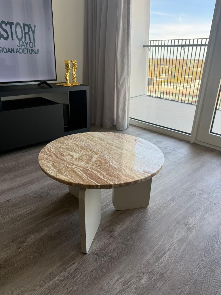 Ronde salontafel van Kwantum in marmerlook, Ophalen, 50 tot 100 cm, Rond, 50 tot 100 cm