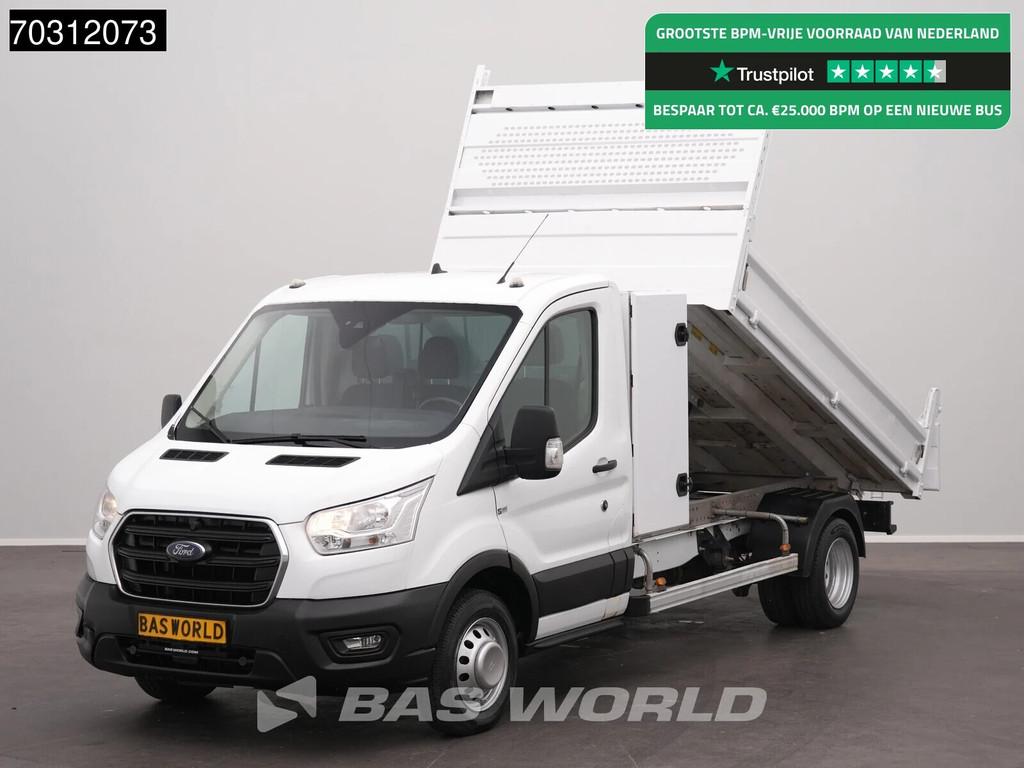 Ford Transit 170pk Kipper met Kist Dubbellucht 3,5t Trekhaak, Stof, Euro 6, 4 cilinders, Wit