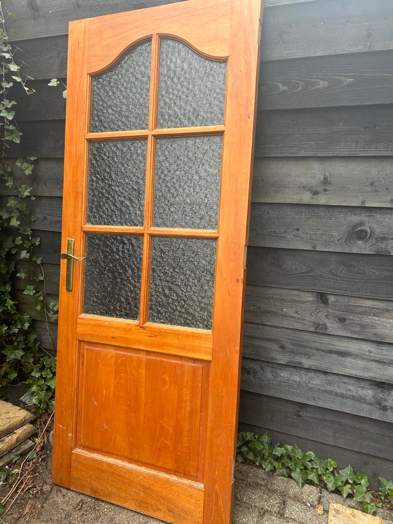 Hardhouten binnendeur met glas 830x2015, Ophalen, Gebruikt, 80 tot 100 cm, Binnendeur
