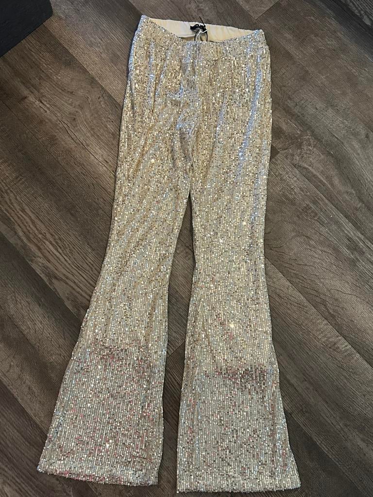 Colourful Rebel Sequins flared pants gold, maat S, Overige kleuren, Nieuw, Ophalen of Verzenden, Maat 36 (S)