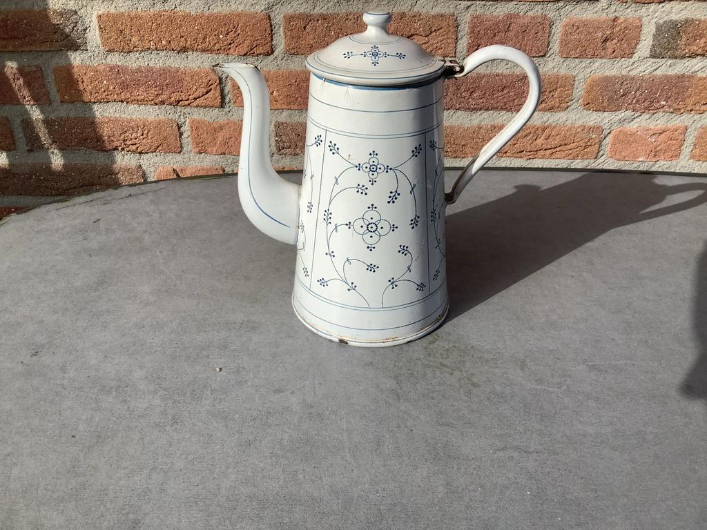Antieke emaille koffiekan - Saksisch blauw decor, Antiek en Kunst, Ophalen of Verzenden
