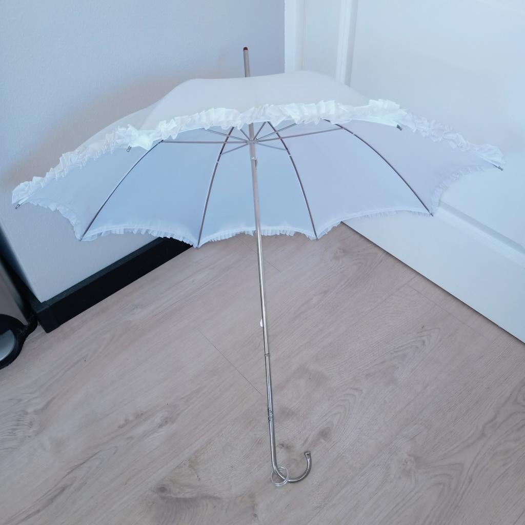 Witte trouw zomer parasol / paraplu., Sieraden, Tassen en Uiterlijk, Paraplu's, Ophalen of Verzenden, Zo goed als nieuw, Wit