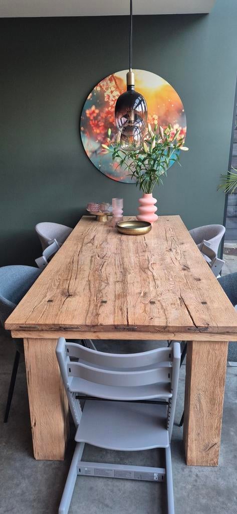 Robuuste eettafel, Ophalen, Gebruikt, 200 cm of meer, 50 tot 100 cm
