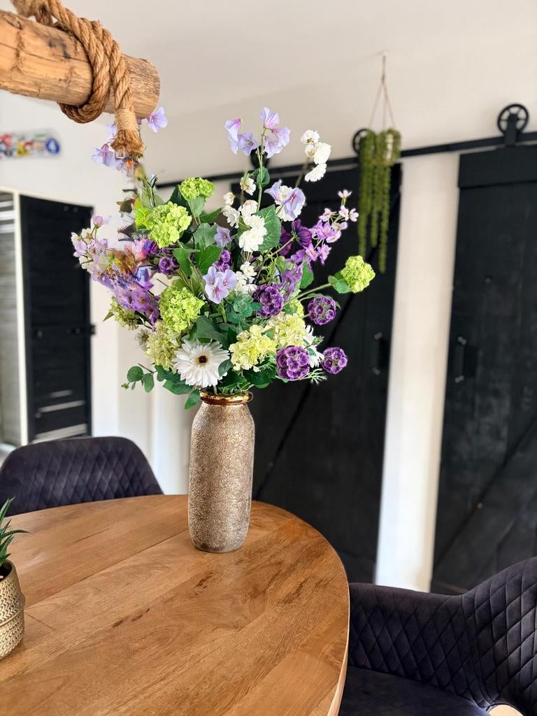 Mooi boeket kunstbloemen incl vaas., Ophalen of Verzenden, Zo goed als nieuw