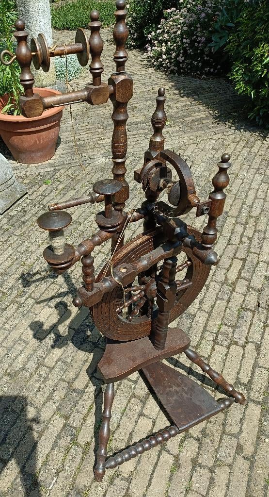 Spinnewiel schippertje model met 3 klossen + haspel. WERKEND, Hobby en Vrije tijd, Spinnewielen en Spinnen, Ophalen of Verzenden