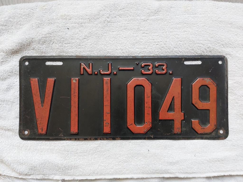 Kentekenplaat 1933 New Jersey USA Nummerplaat Nummerbord, Ophalen of Verzenden, Gebruikt, Auto's
