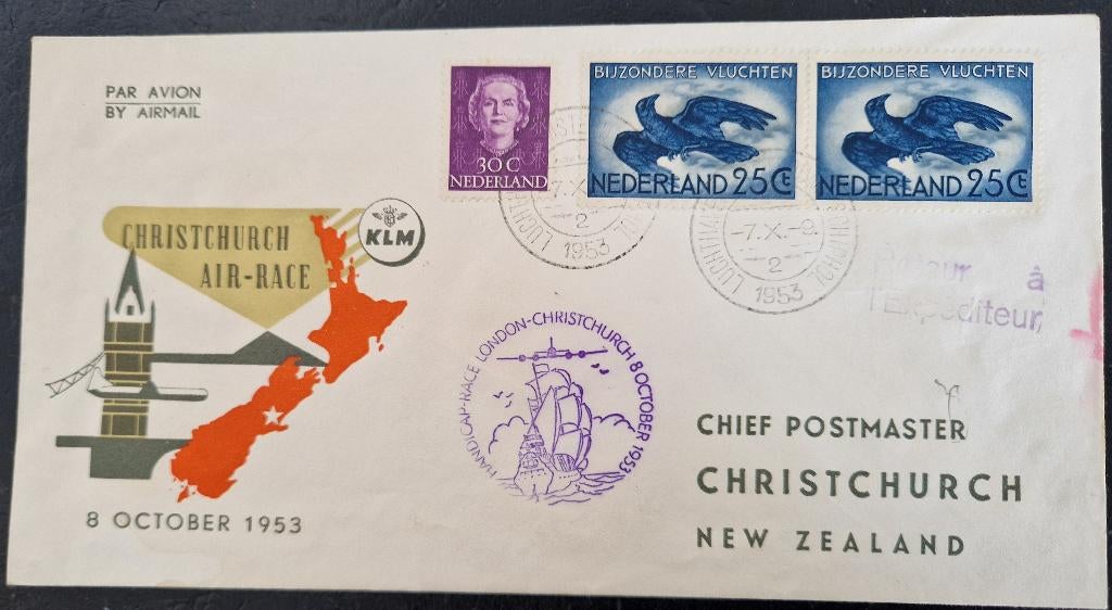 1953 Bijzondere vluchten -  Christchurch Air-Race, Postzegels en Munten, Verzenden, Onbeschreven, Rest van de wereld