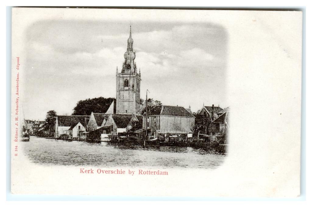 Overschie, (bij Rotterdam) Kerk, Verzamelen, Ansichtkaarten | Nederland, Ongelopen, Zuid-Holland, Voor 1920, Ophalen of Verzenden