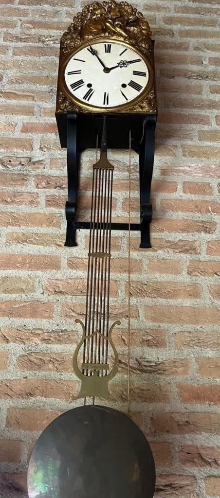 ANTIEKE FRANSE HARP COMTOISE OP SMEEDIJZEREN STOEL, Ophalen of Verzenden