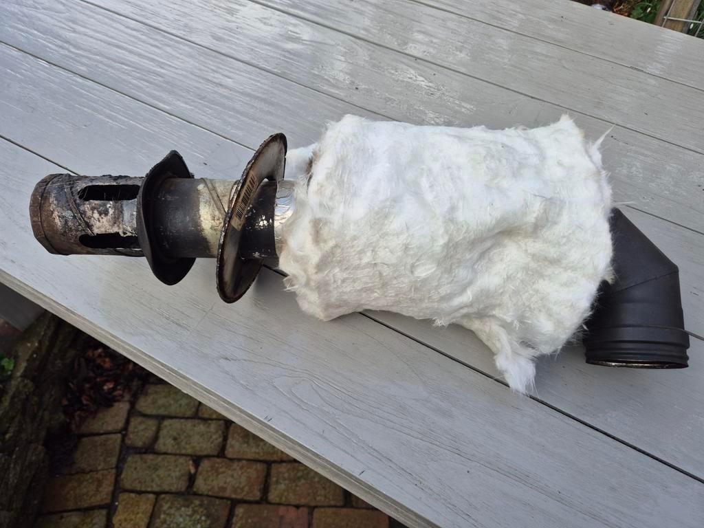 Pelletkachel Dak/Gevel Doorvoer 80mm met Bochten, Ophalen of Verzenden, Gebruikt, Kachel