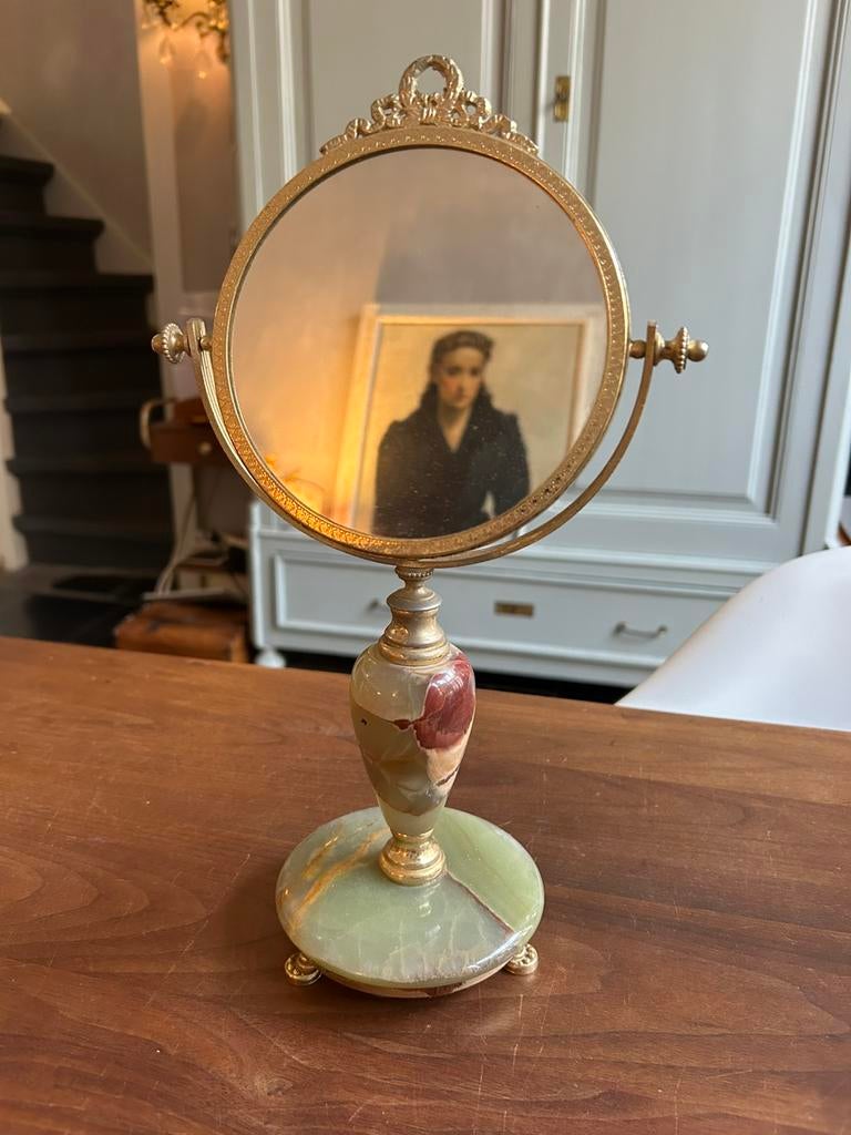 Vintage onyx tafelspiegel, Ophalen, Rechthoekig, Minder dan 50 cm