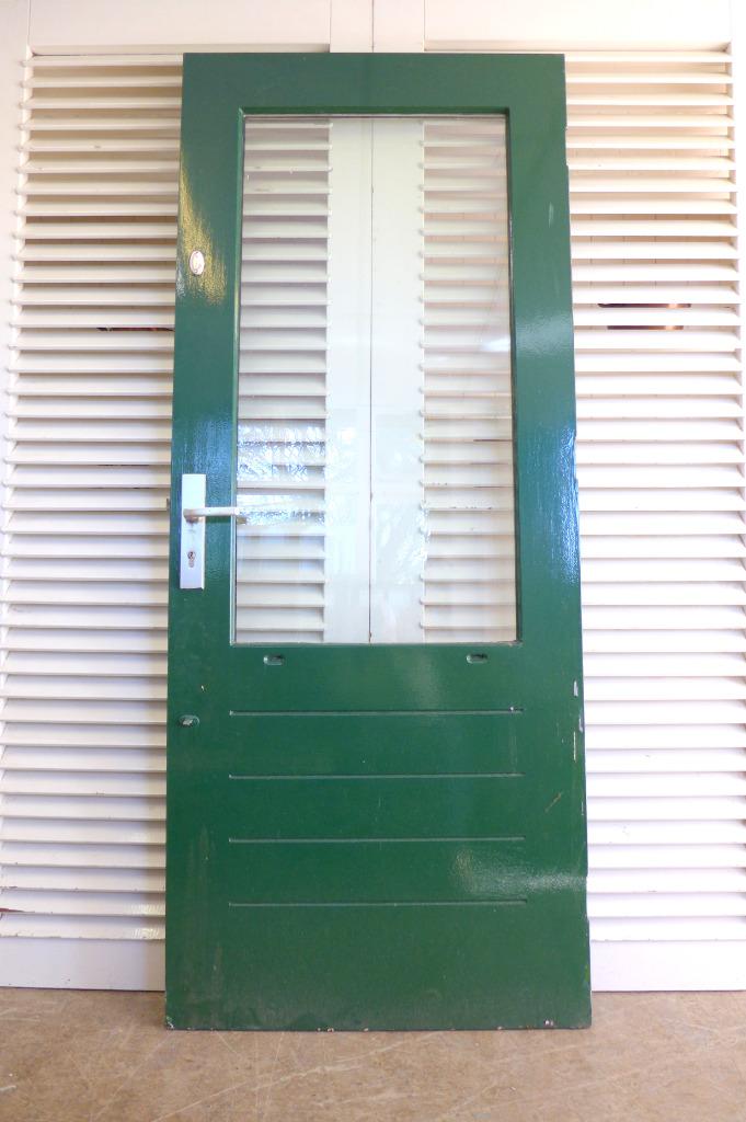 Hardhouten buitendeur achterdeur met dubbelglas, Ophalen, 80 tot 100 cm, Onbekend, Onbekend