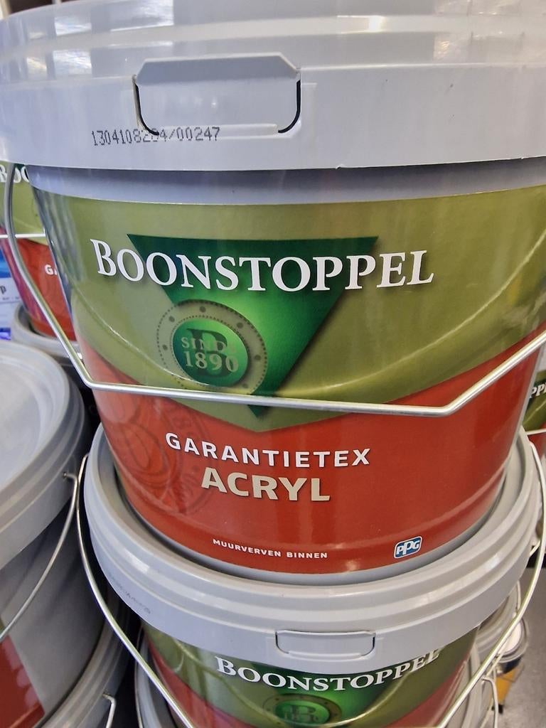Boonstoppel garantie tex acryllatex wit 5 liter €49,95, Wit, Nieuw, Ophalen of Verzenden, Verf