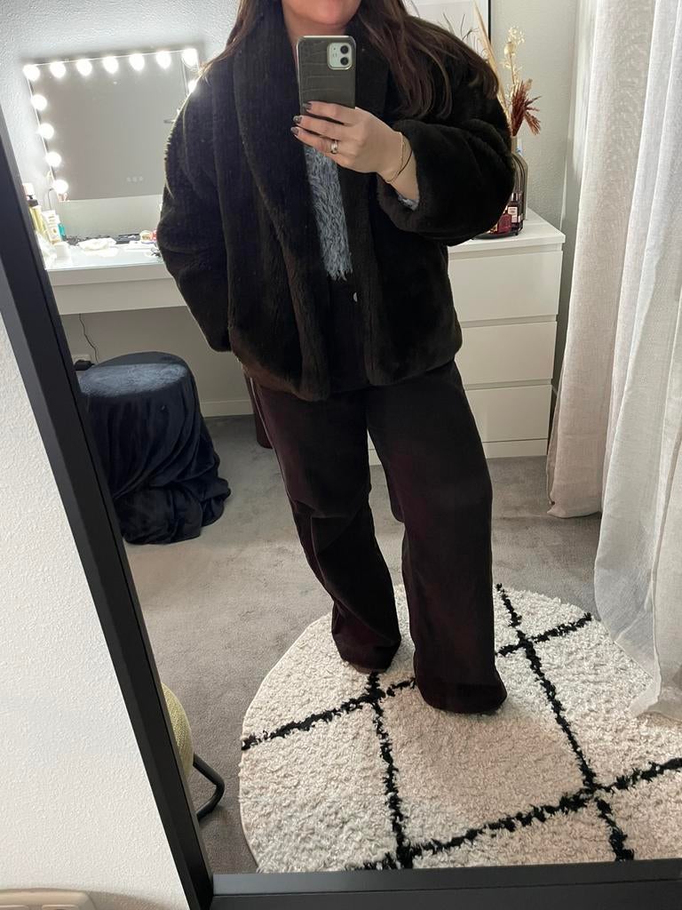 Bruine nep bontjas, Kleding | Dames, Verzenden, Zo goed als nieuw, Maat 38/40 (M), Bruin