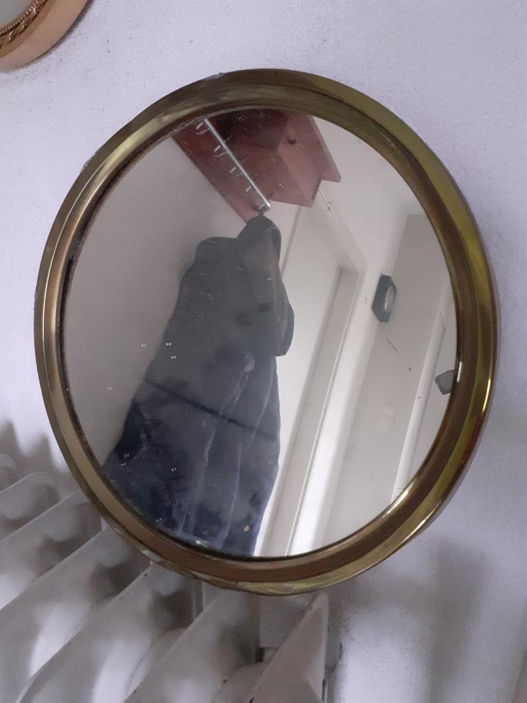 Ronde spiegel met gouden rand, Ophalen, Rond, Minder dan 50 cm, Minder dan 100 cm