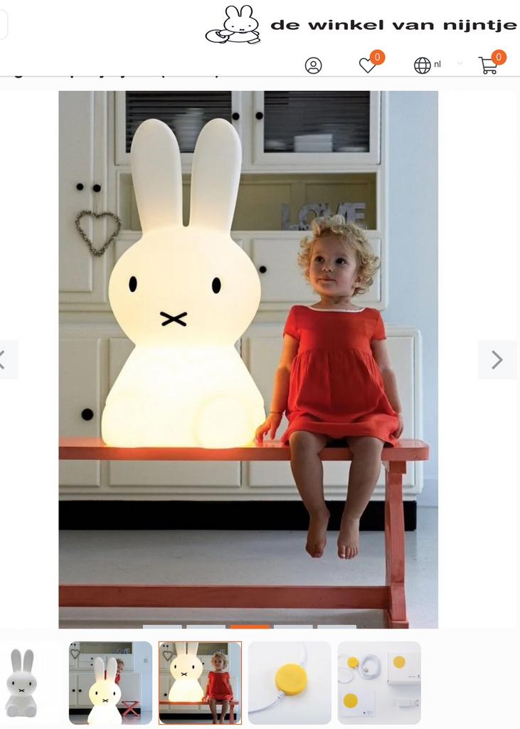 Originele Nijntje XL lamp (80 cm) – dimbaar nachtlamp, Ophalen, Zo goed als nieuw, Kunststof