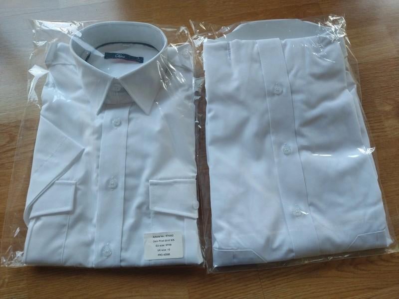 Oline 2 piloten hemden korte mouwen, Verzenden, Halswijdte 38 (S) of kleiner, Wit, Nieuw