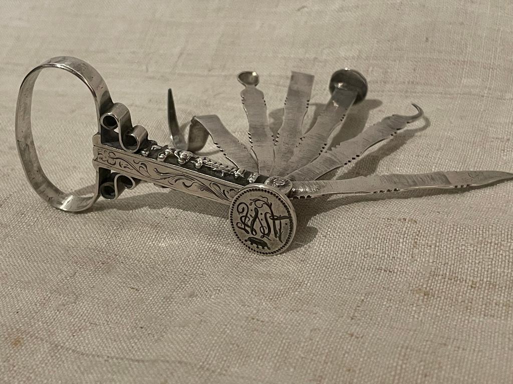 18de eeuw pijpgarnituur zaknecessaire rookgerei cachet, Ophalen of Verzenden, Zilver