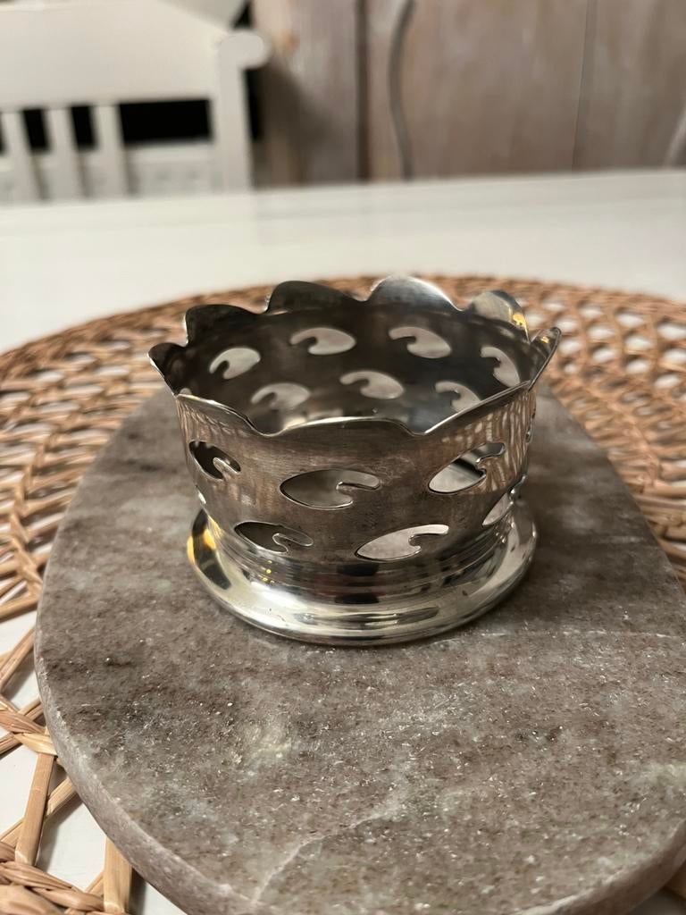 Vintage verzilverde fles/ glas houder ‘Zilfa pleet., Antiek en Kunst, Antiek | Goud en Zilver, Zilver, Ophalen of Verzenden