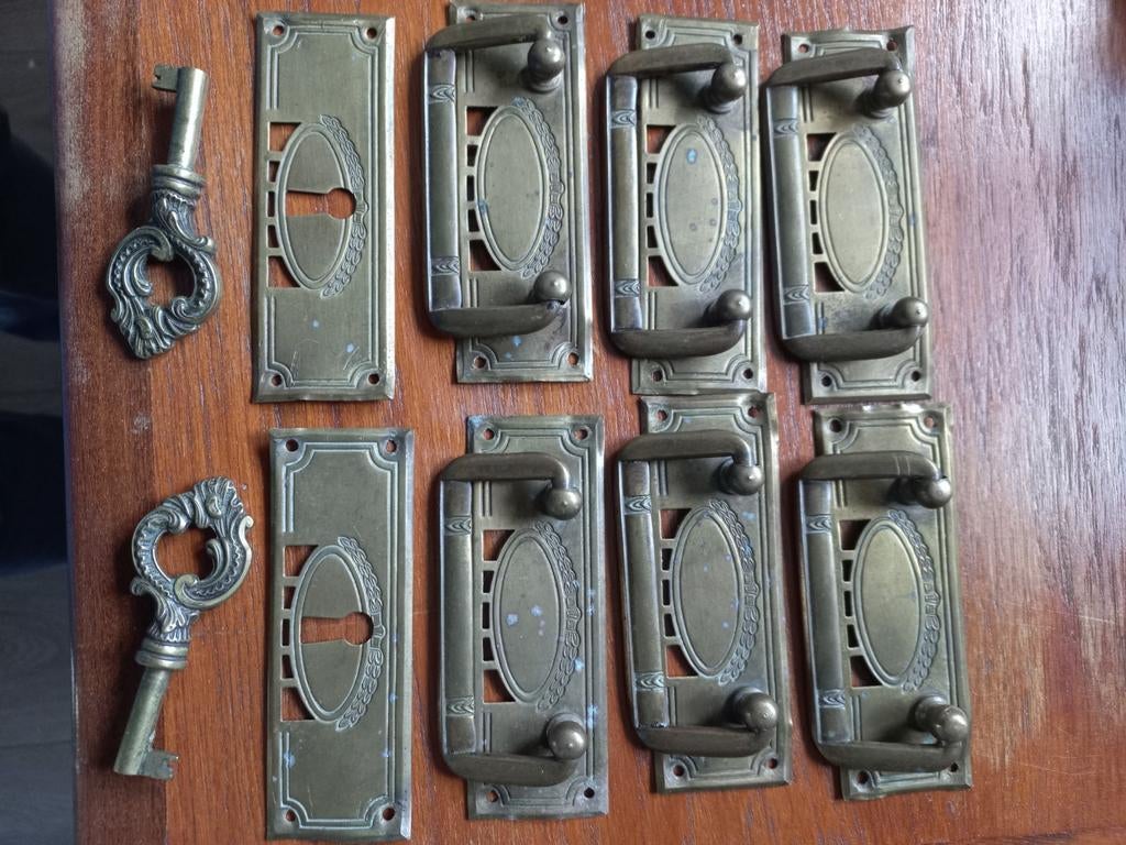 Antieke Messing Meubelgrepen Jugendstil, Antiek en Kunst, Antiek | Overige Antiek, Ophalen of Verzenden