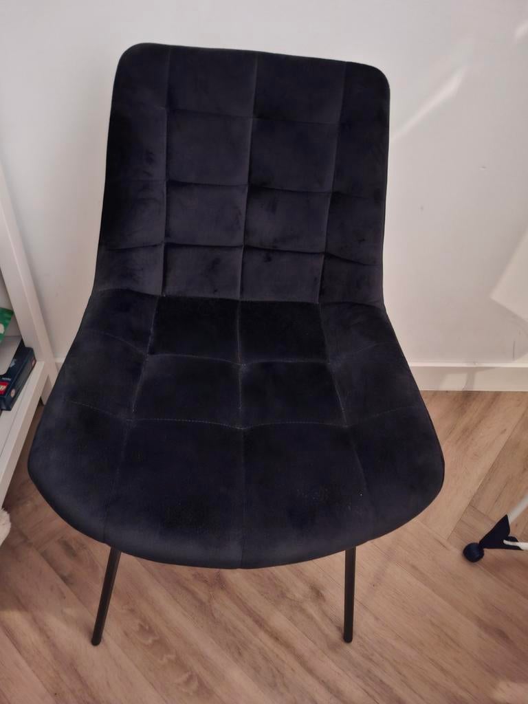 2x Zwarte suède stoelen van Casa, Zwart, Zo goed als nieuw, Stof, Ophalen