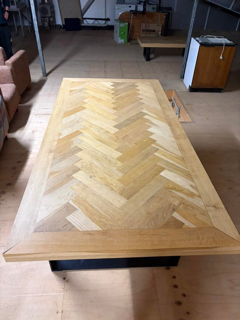 Visgraat eiken eettafel, Huis en Inrichting, Tafels | Eettafels, Ophalen, Gebruikt, Eikenhout, 200 cm of meer