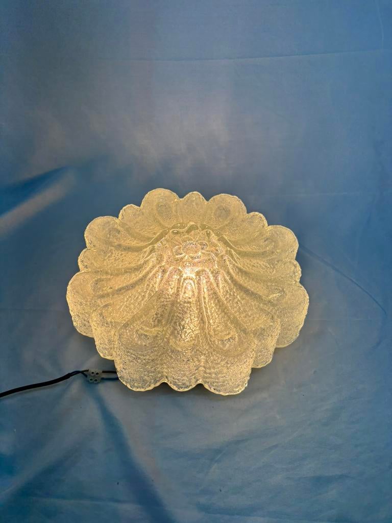 Vintage ijsglas plafondlamp “Morgenstjerne” West Duitsland, Ophalen of Verzenden, Gebruikt, Glas