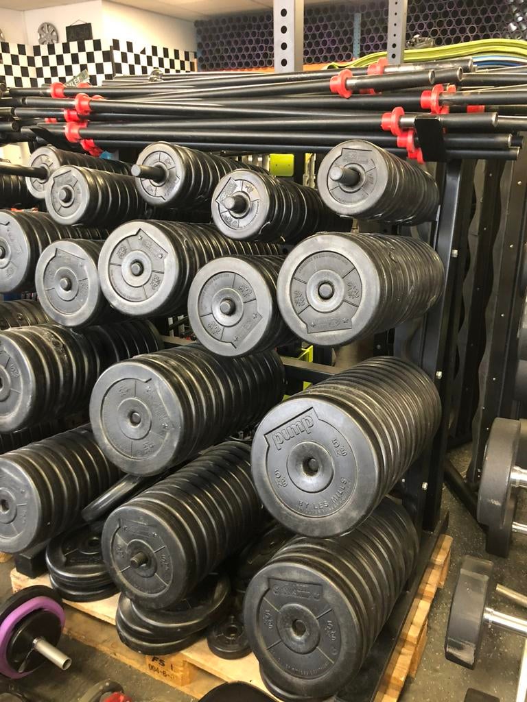 20 x les mills bodypump sets incl body pump rek, Sport en Fitness, Gebruikt, 20 x bodypump set, Ophalen of Verzenden, Les mills