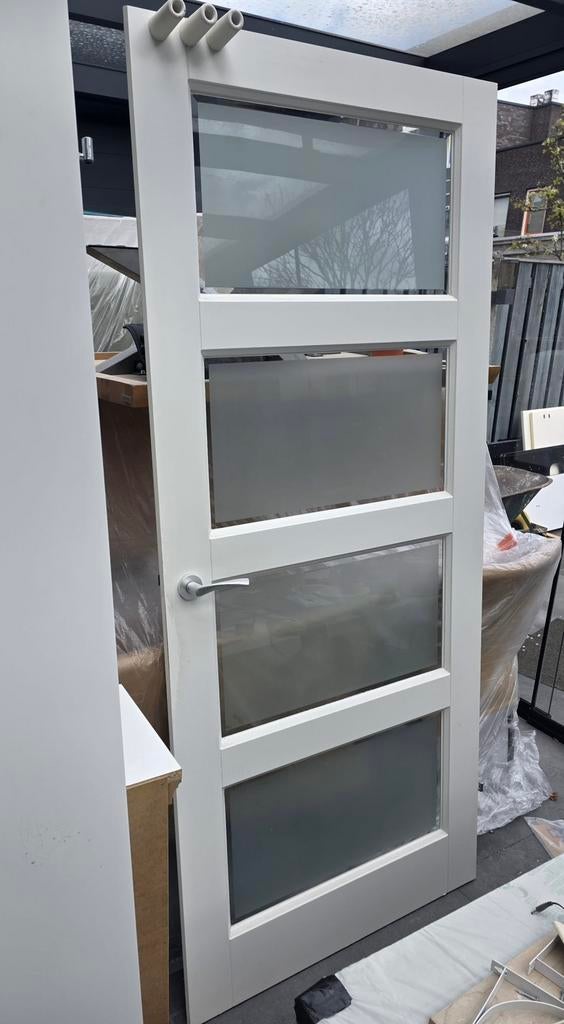 Glazen Deur Wit (binnendeur), Binnendeur, Ophalen of Verzenden, 200 tot 215 cm, Glas