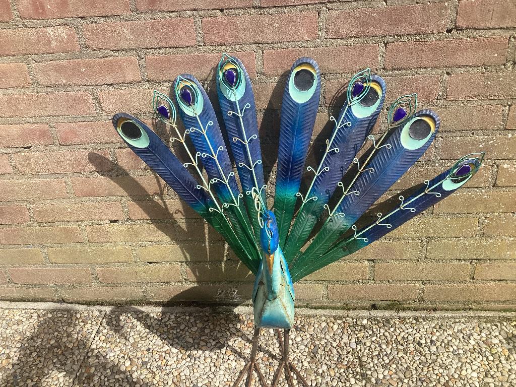 Metalen tuin pauw, Ophalen, Gebruikt, Metaal, Dierenbeeld