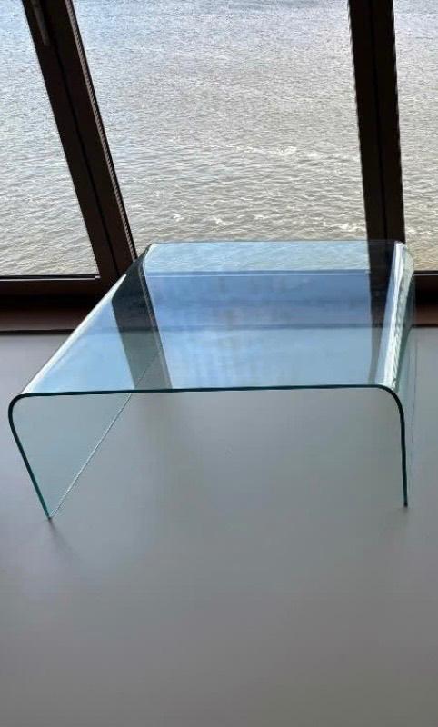 Glazen design salon tafel, Ophalen, 50 tot 100 cm, Vierkant, 50 tot 100 cm