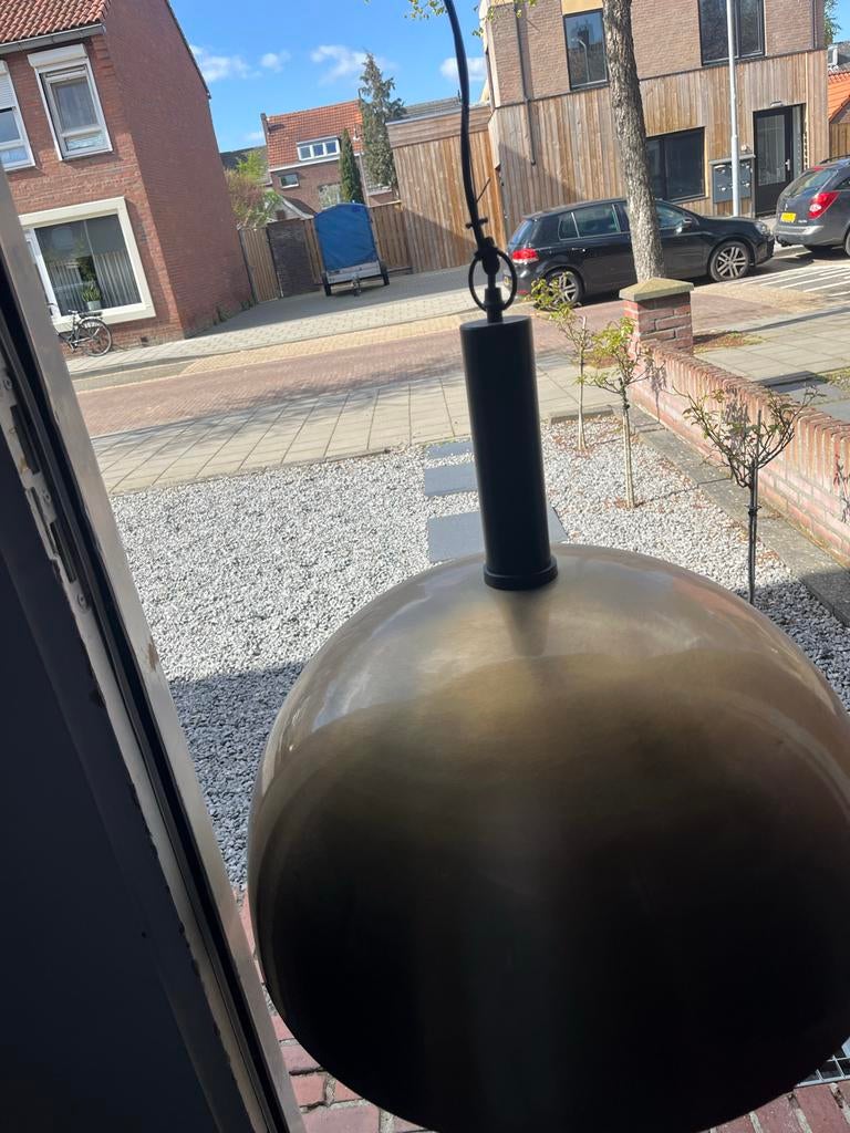 Mooie lage pokerlamp - Maison du Monde - Zgan, Ophalen of Verzenden, Zo goed als nieuw, Metaal, Minder dan 50 cm