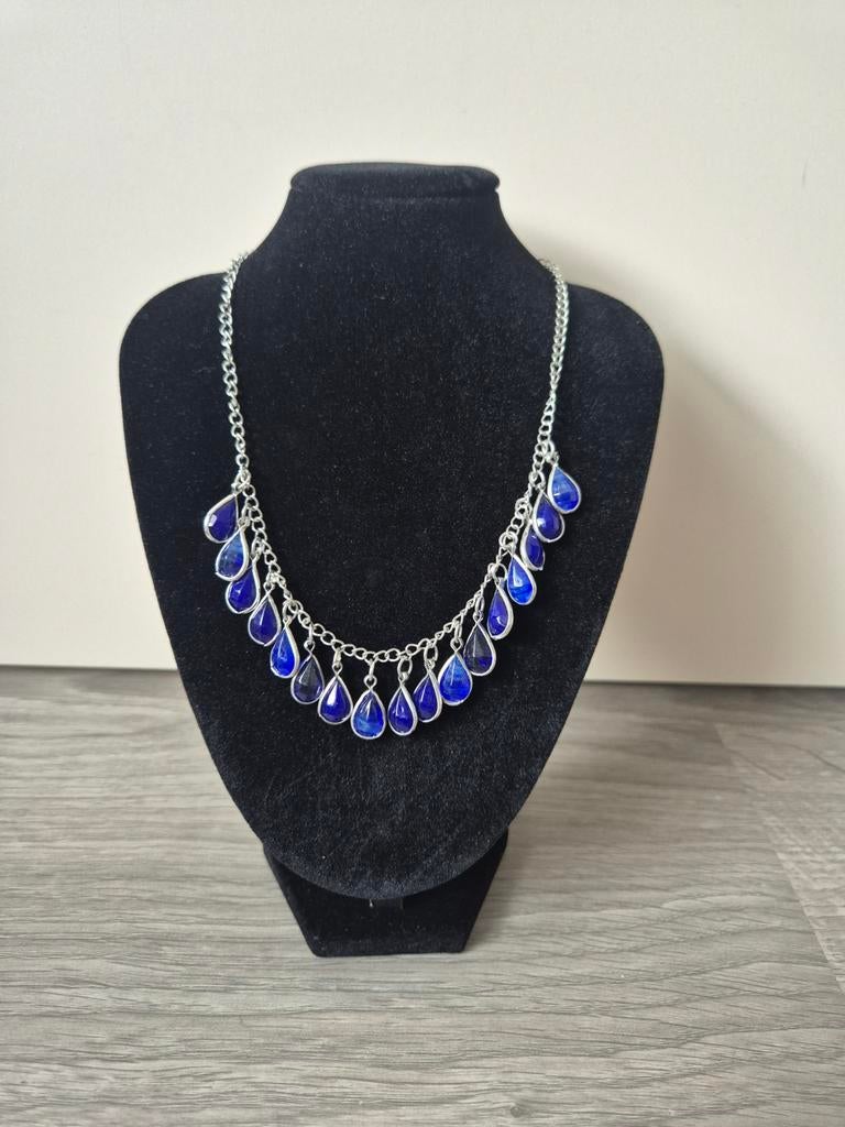 MKM Design ketting met blauwe hangers, Sieraden, Tassen en Uiterlijk, Kettingen, Ophalen of Verzenden, Nieuw