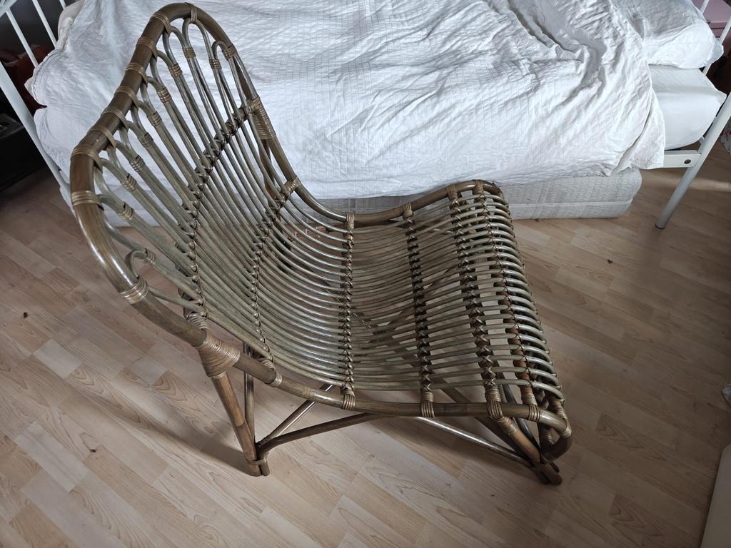 Wicker rotan lounge stoel, Huis en Inrichting, Stoelen, Ophalen, Gebruikt, Bruin, Riet of Rotan