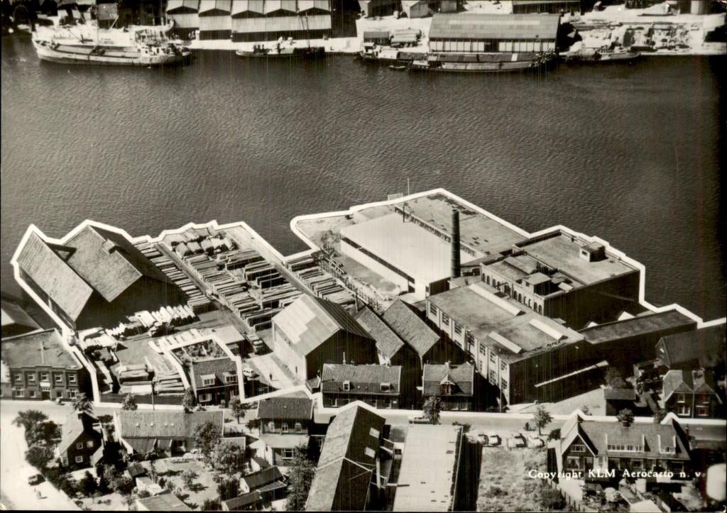 Koog aan de Zaan - Papierfabriek - Luchtfoto, Verzamelen, Ophalen of Verzenden, 1940 tot 1960, Ongelopen, Noord-Holland