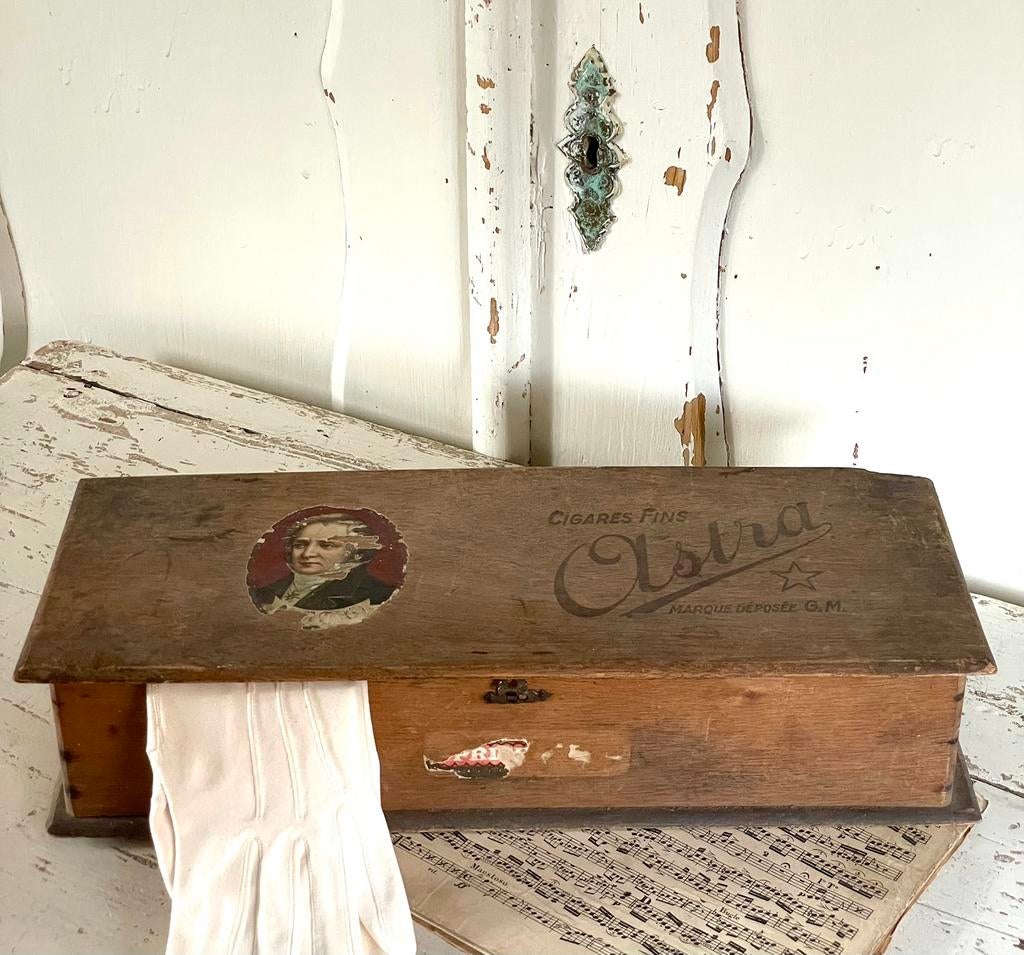 Brocante oud houten ASTRA sigaren kistje, Ophalen of Verzenden