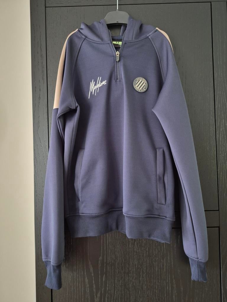 Malelions Hoodie XXS - Donkerblauw met Taupe Mouwen, Ophalen of Verzenden, Gebruikt, Jongen, Trui of Vest