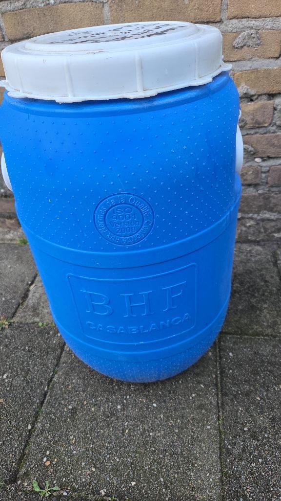 Blauw voer ton / voederbak/ opslagemmer 60 liter., Minder dan 75 liter, Ophalen, Gebruikt, Kunststof