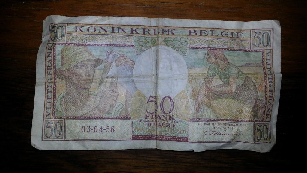 BELGISCH BANKBILJET 1956 50 Frank Francs Billet de Banque, Postzegels en Munten, Bankbiljetten | België, Ophalen of Verzenden