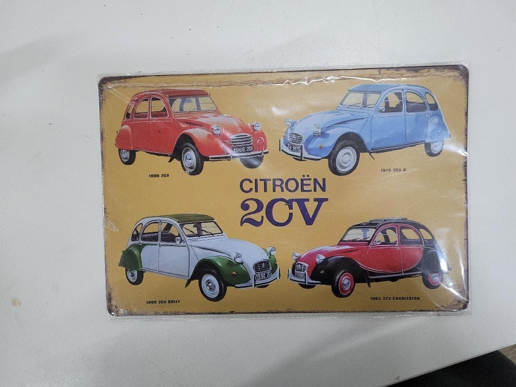 metalen wandbord citroen 2cv, Ophalen of Verzenden, Gebruikt
