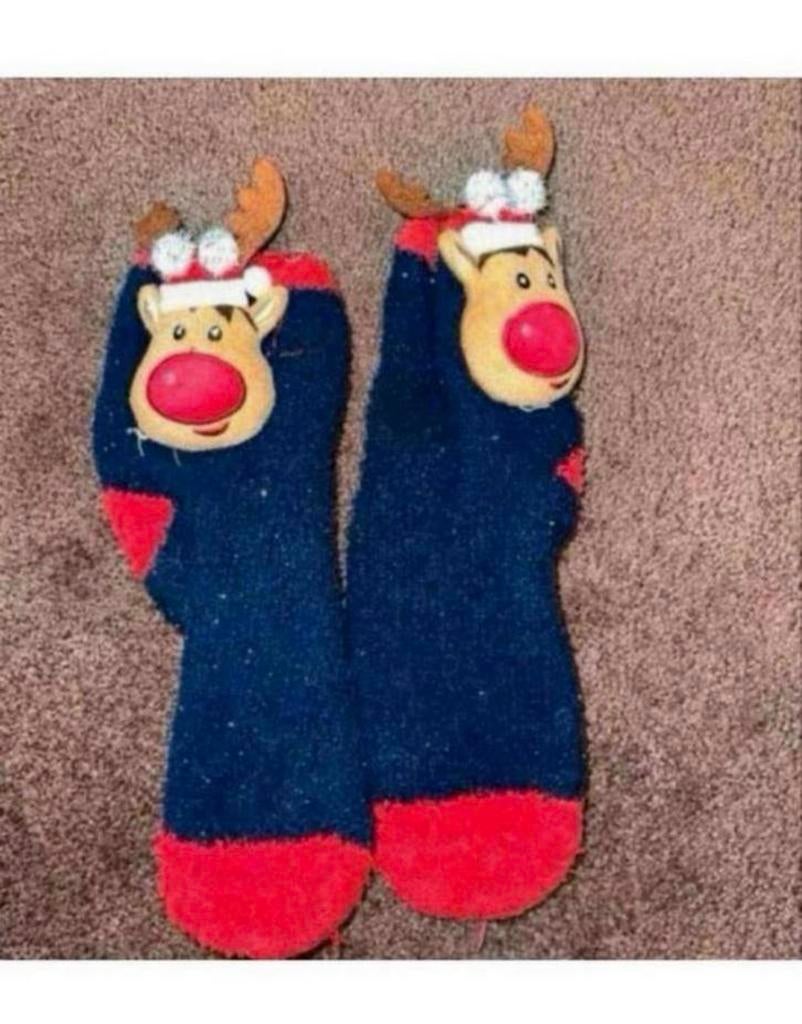 Kerst sokken  maat 35-38 rudolph, Diversen, Kerst, Ophalen of Verzenden, Zo goed als nieuw