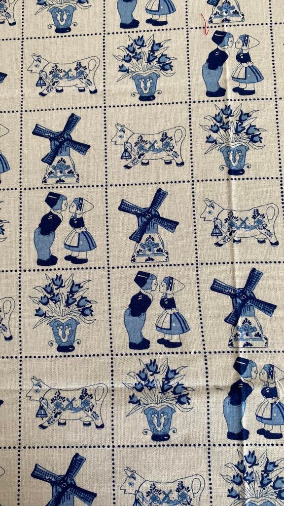 Oud hollandse stof in blauw-wit, 120 cm of meer, Ophalen of Verzenden, Zo goed als nieuw, Katoen