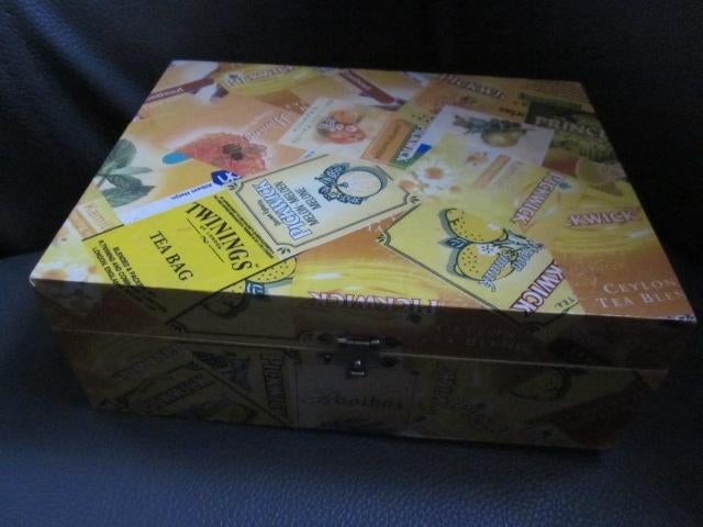 theedoos met 6 vakjes/ handgemaakt door de werkspecht/maars, Ophalen of Verzenden, Zo goed als nieuw