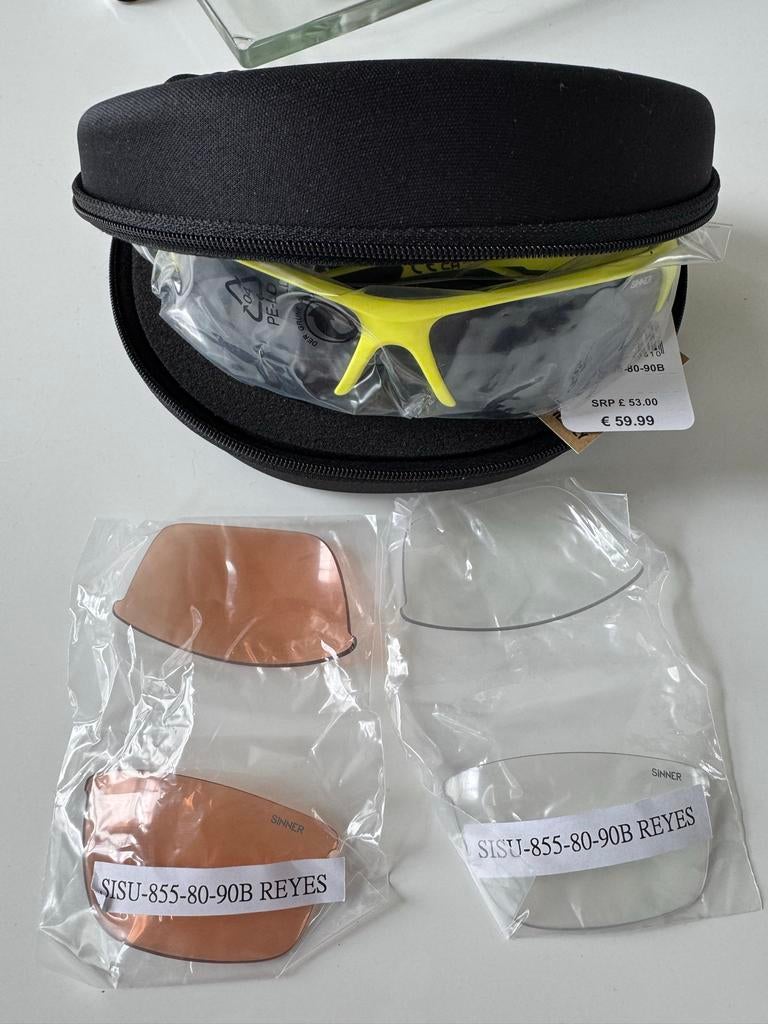 NIEUWE SINNER Reyes Zonnebril + Box + Extra lenzen, Overige merken, Zonnebril, Geel, Nieuw