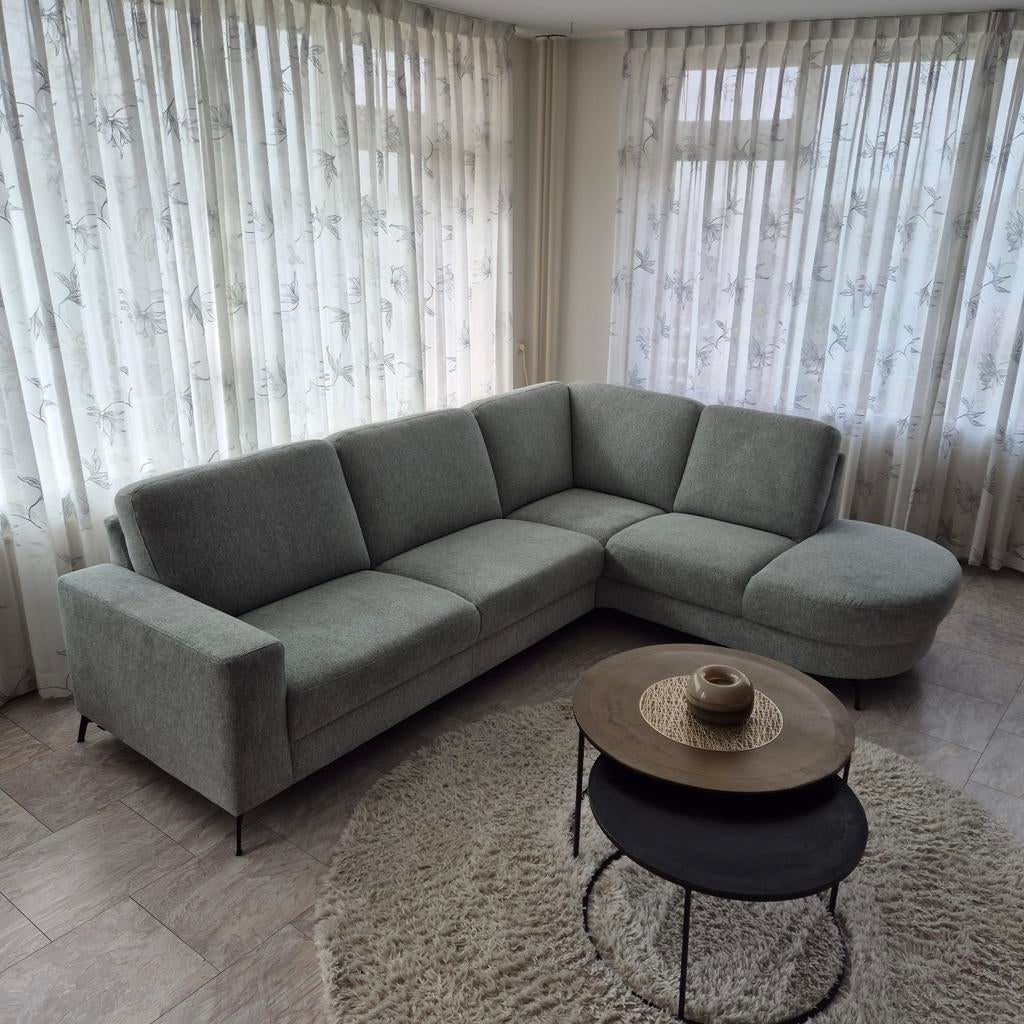 Grijs hoekbankstel 2-delig, Ophalen, Minder dan 75 cm, Hoekbank, Zo goed als nieuw