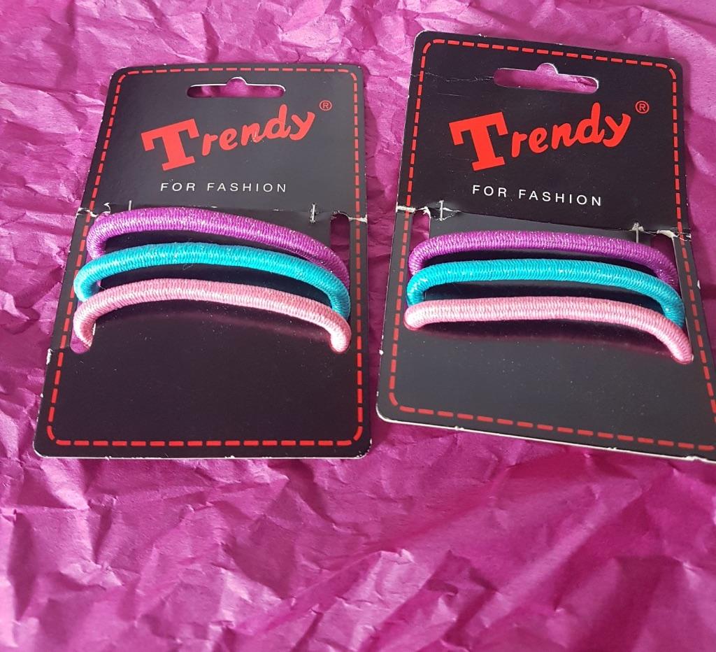 6 x glitter glamour haar elastieken, roze, fuchsia en blauw., Verzenden, Nieuw, Haarspeld