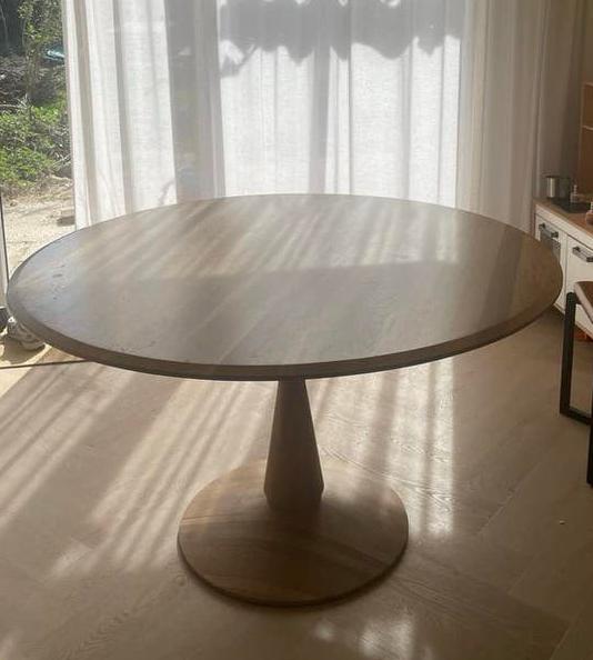 Ronde eiken tafel Volante 130 cm - verjongd, Ophalen, Gebruikt, 100 tot 150 cm, Eikenhout