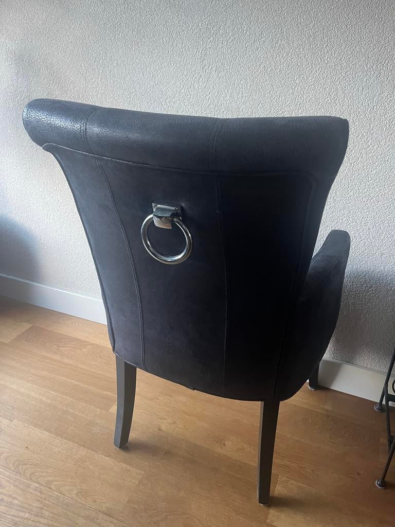 Vier rofra-home stoelen robuust ruw leder, Ophalen, Gebruikt, Zwart, Leer