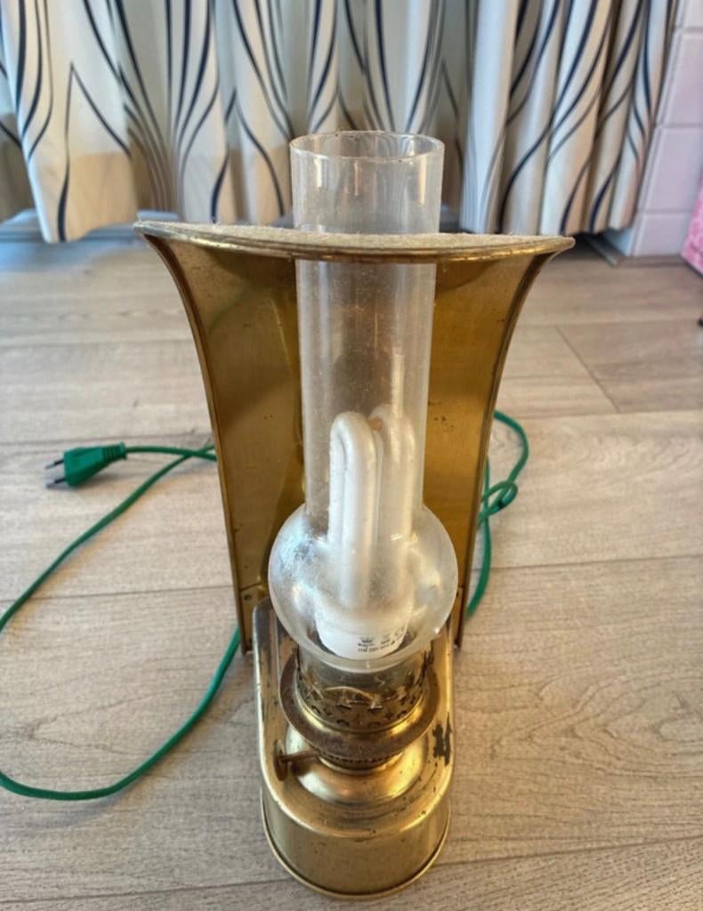 Wandlamp koper, Ophalen of Verzenden, Gebruikt, Glas, Nautisch